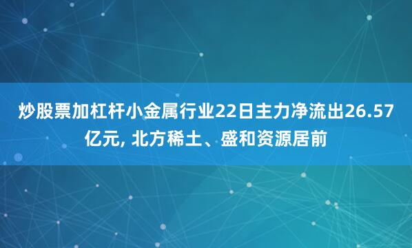 炒股票加杠杆小金属行业22日主力净流出26.57亿元, 北方稀土、盛和资源居前