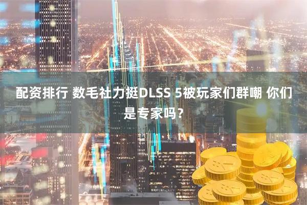 配资排行 数毛社力挺DLSS 5被玩家们群嘲 你们是专家吗？